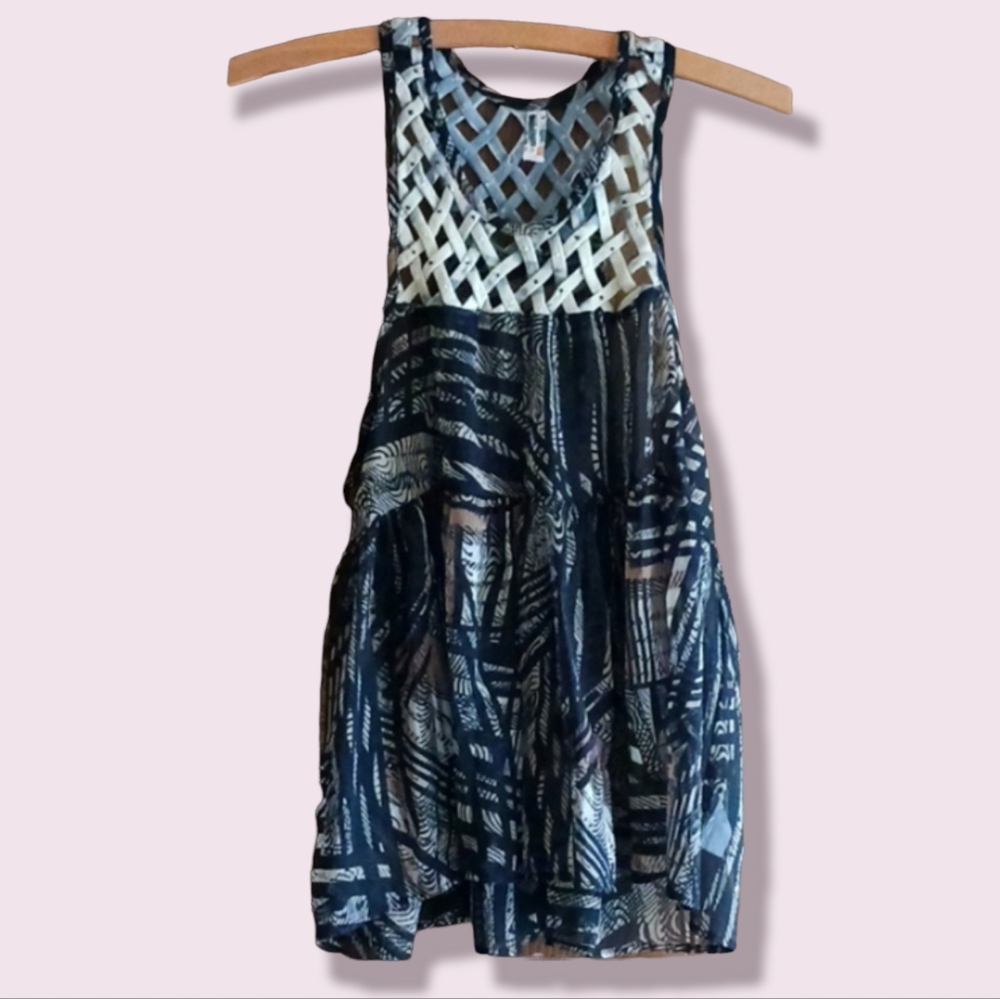 Small Free People Tank flowy Black Brown Ivory